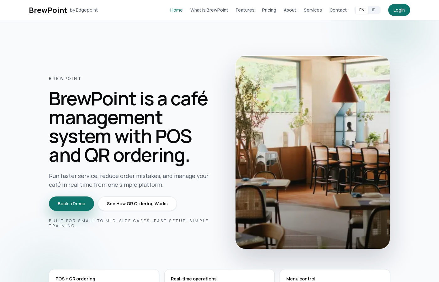 BrewPoint POS and QR ordering portal screenshot