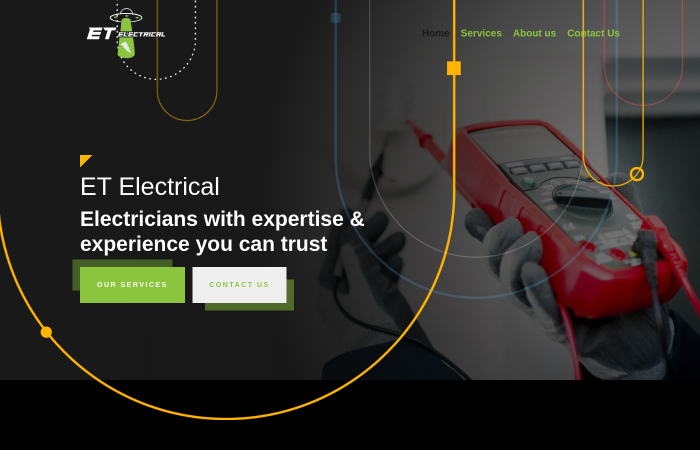 ET Electrical website screenshot